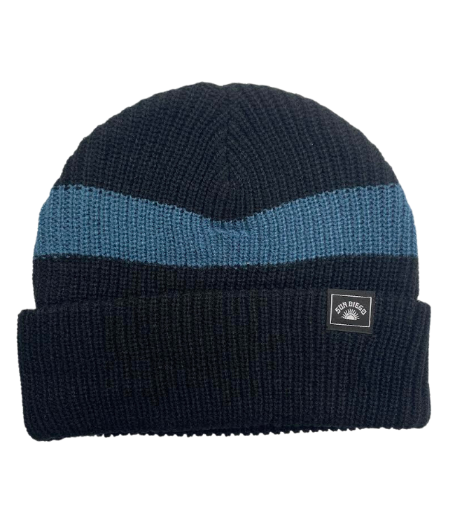 Sun Diego Reserve Solid Beanie - Black/Slate - Sun Diego Boardshop