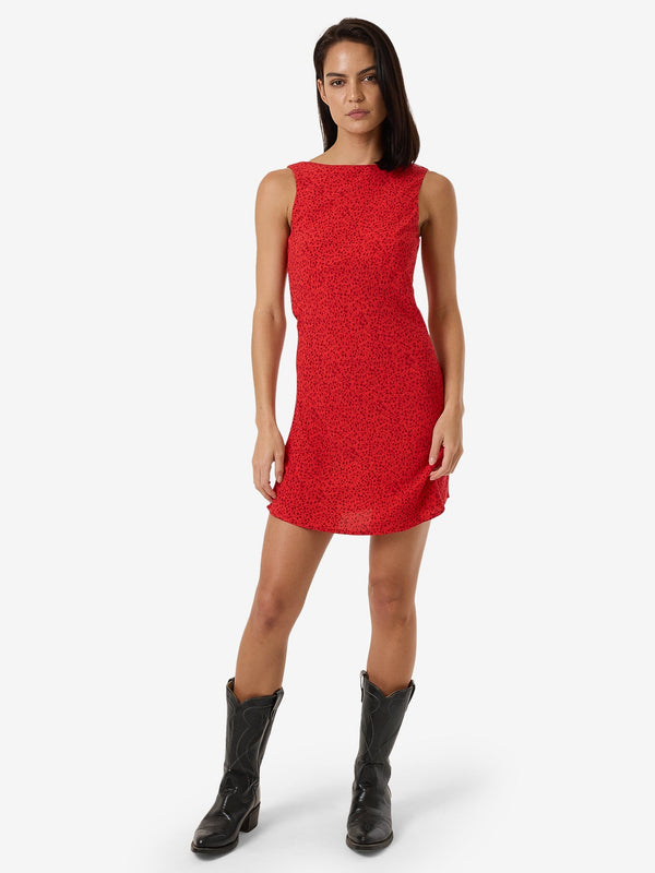 open lace back dress THRILLS Zinnia Xavier Bias Mini Dress - FLAME RED