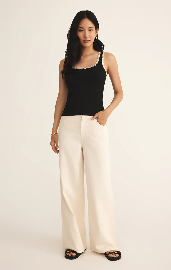 Z-Supply Jaidynn Whipstitch Rib Tank - Black - Sun Diego Boardshop