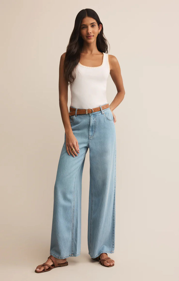 Z-Supply Jaidynn Whipstitch Rib Tank - White - Sun Diego Boardshop