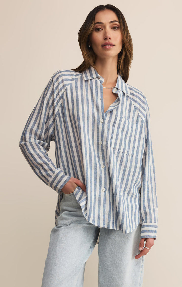 Z-Supply Perfect Linen Striped Top - Boathouse - Sun Diego Boardshop