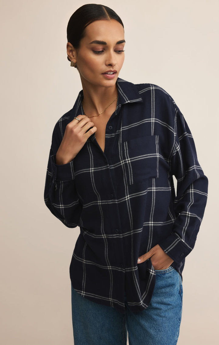 Z-Supply River Plaid Button Up - Blue Sapphire - Sun Diego Boardshop