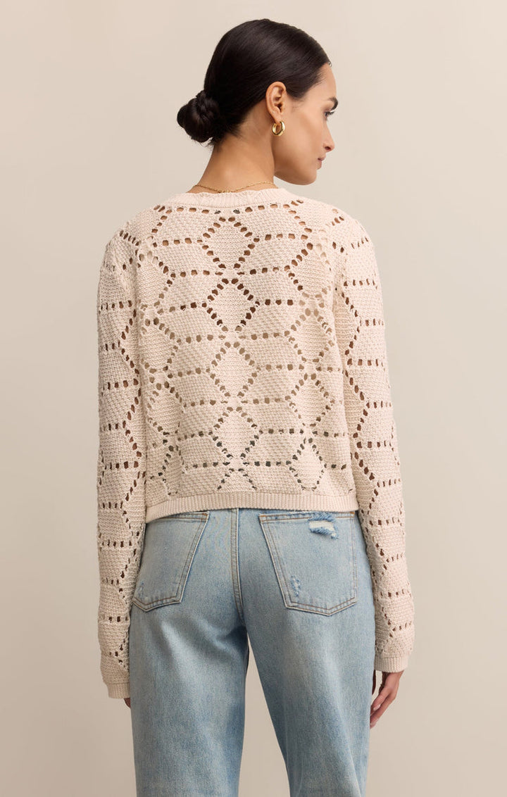 Z-Supply Rosalyn Diamond Sweater Cardigan - Crystal - Sun Diego Boardshop