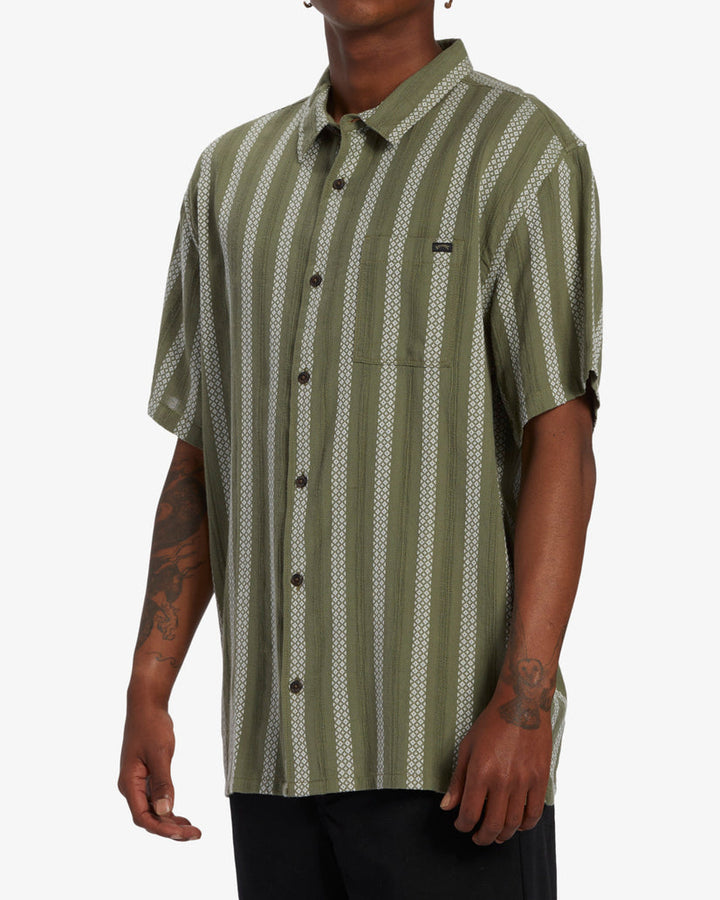 Billabong Sundays Jacquard Short Sleeve Shirt - Dark Olive - Sun Diego Boardshop