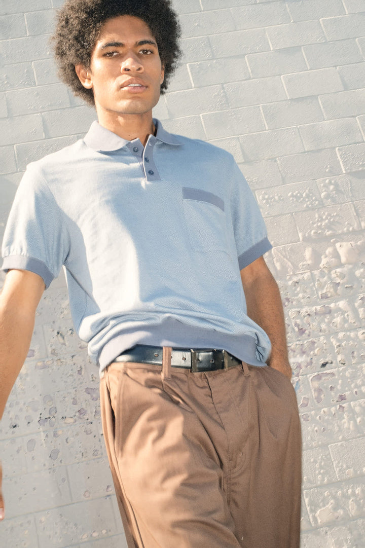 Brixton Weekend Herringbone Polo - Borrow Blue/Berring Sea - Sun Diego Boardshop
