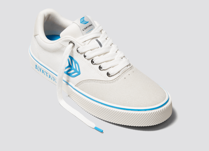 NAIOCA PRO AVATAR Vintage White Suede Off-White Canvas Blue Logo Sneaker Men - Sun Diego Boardshop