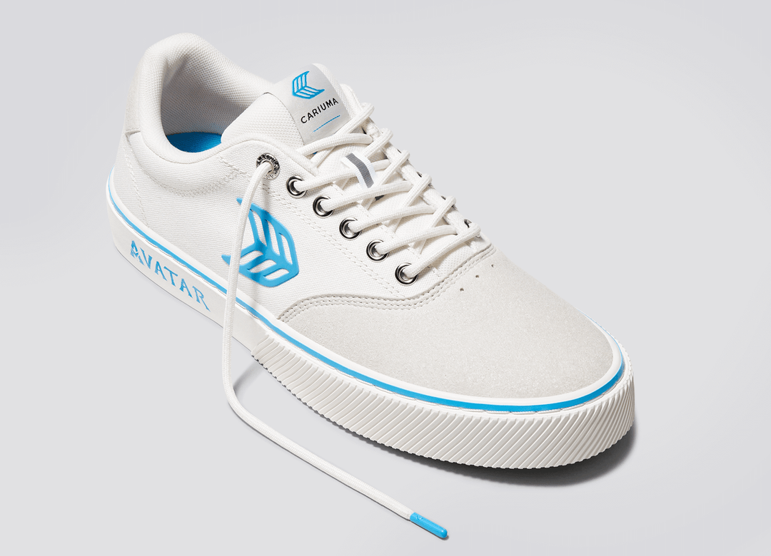 NAIOCA PRO AVATAR Vintage White Suede Off-White Canvas Blue Logo Sneaker Women - Sun Diego Boardshop