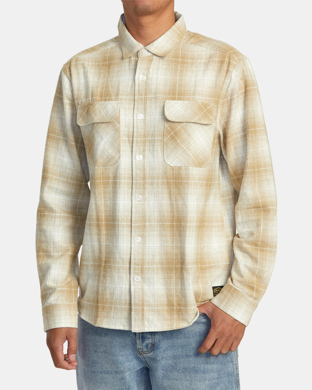 RVCA Dayshift Flannel Long Sleeve Shirt - Khaki - Sun Diego Boardshop