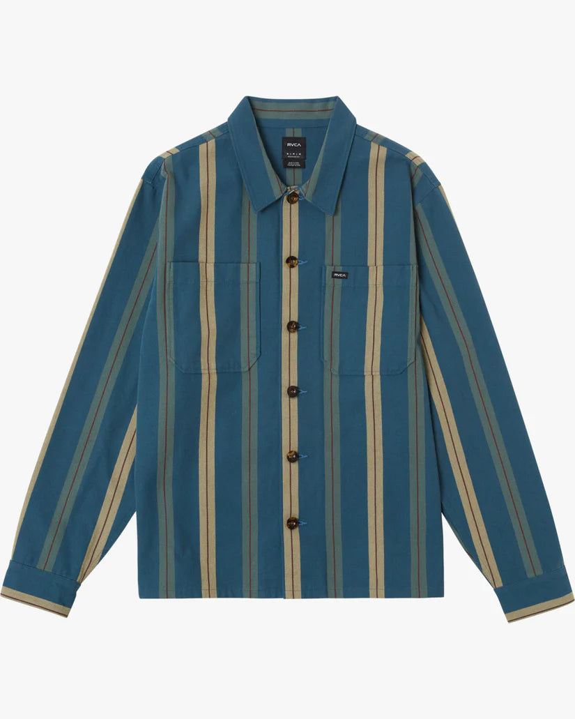 Rvca Americana Overshirt Long Sleeve Top - Duck Blue - Sun Diego Boardshop