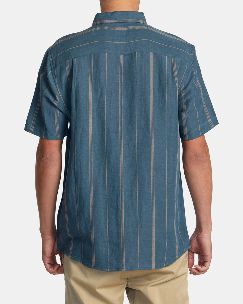 RVCA MERCY STRIPE SHORT SLEEVE WOVEN SHIRT - DUCK BLUE - Sun Diego Boardshop