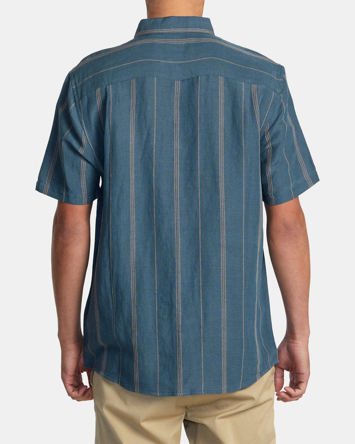 RVCA MERCY STRIPE SHORT SLEEVE WOVEN SHIRT - DUCK BLUE - Sun Diego Boardshop