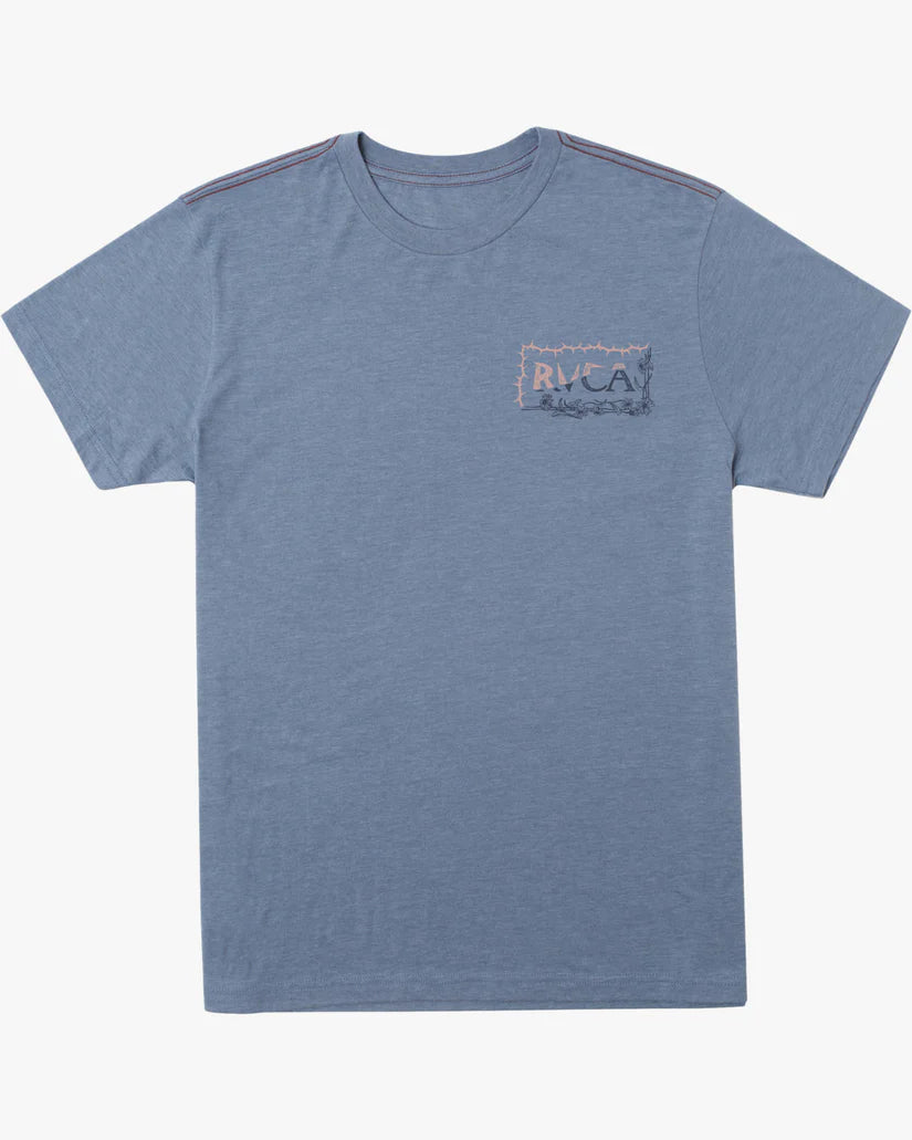 Rvca Sharp Split Short Sleeve T-Shirt - Industrial Blue - Sun Diego Boardshop