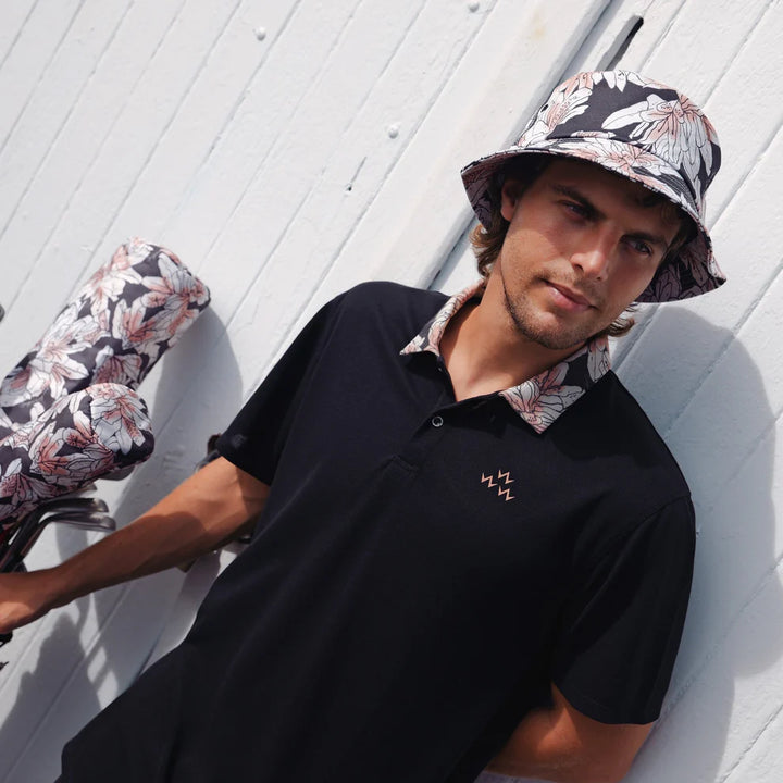 BIRDS OF CONDOR GEORGIA ON MY MIND POLO PRINTED COLLAR - BLACK - Sun Diego Boardshop