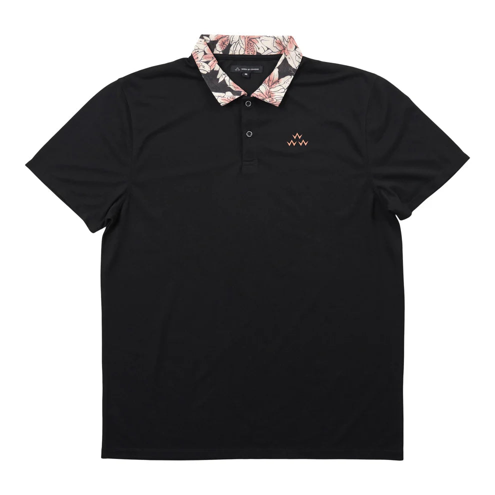 BIRDS OF CONDOR GEORGIA ON MY MIND POLO PRINTED COLLAR - BLACK - Sun Diego Boardshop