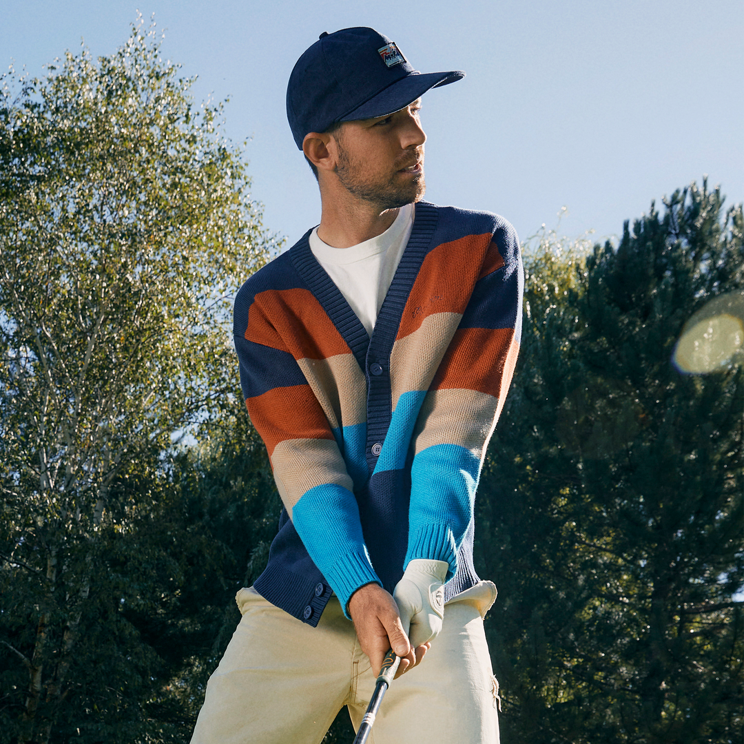 Malbon Fairbanks Cardigan Sweater - Royal Navy Rust - Sun Diego Boardshop