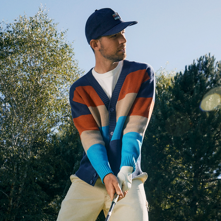 Malbon Fairbanks Cardigan Sweater - Royal Navy Rust - Sun Diego Boardshop