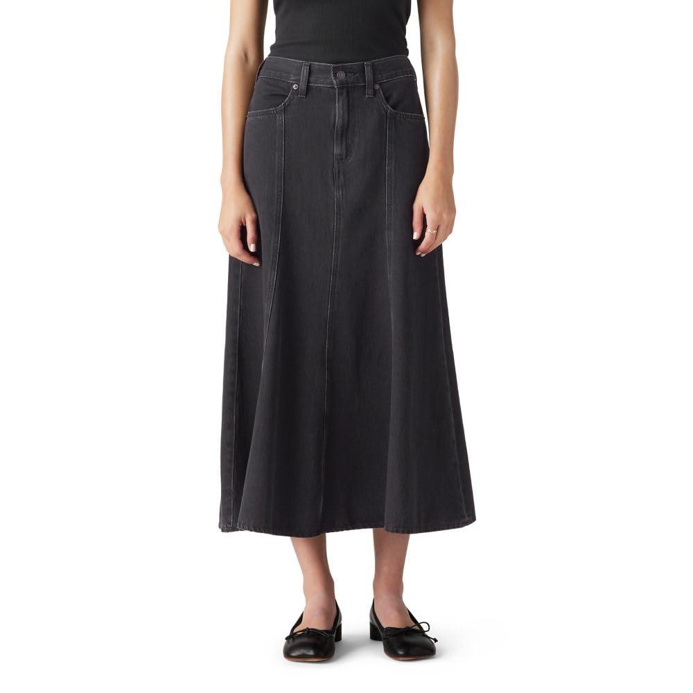 Levi Long Black Fit Flare Skirt Levi's Fit And Flare Skirt CHERISH
