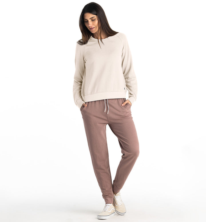 Free Fly Women's Bamboo Lightweight Fleece Crew - STONE - Sun Diego Boardshop