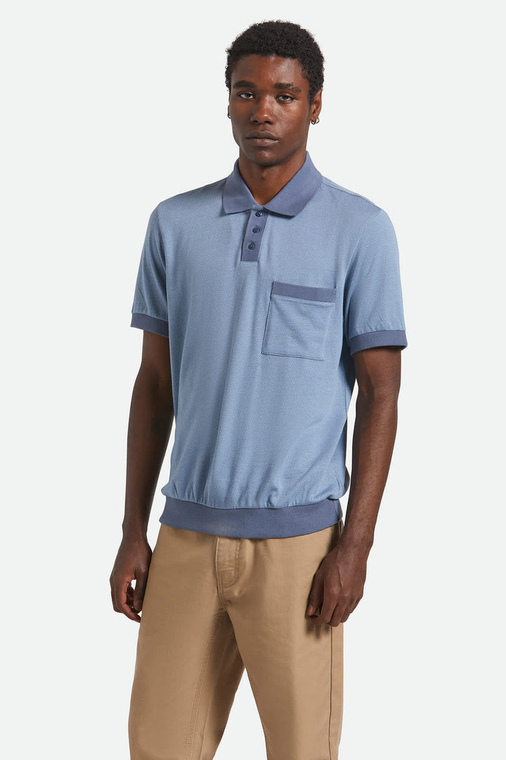 Brixton Weekend Herringbone Polo - Borrow Blue/Berring Sea - Sun Diego Boardshop