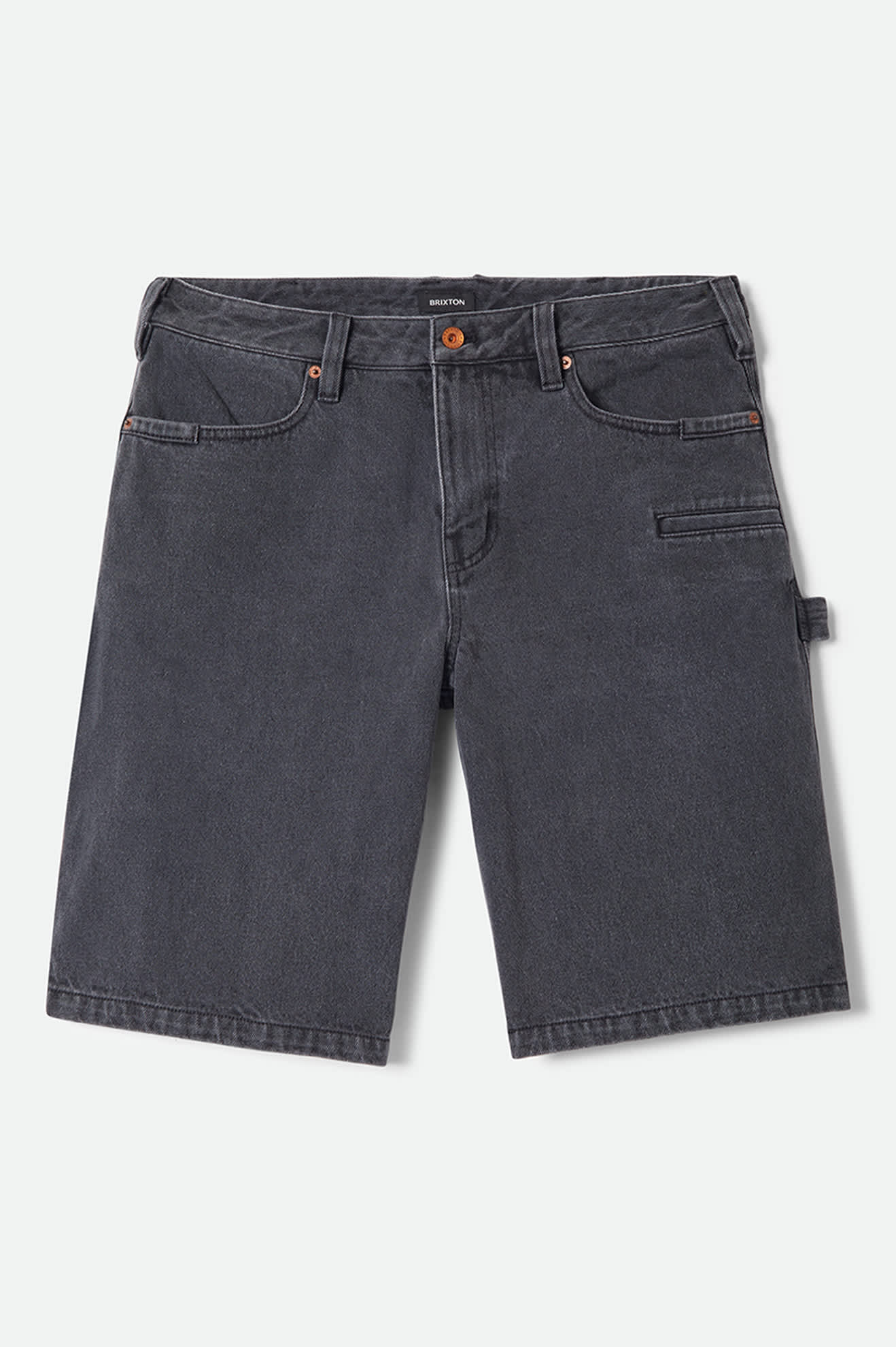 Brixton Men's Builders Carpenter Baggy Short - Washed Black Denim