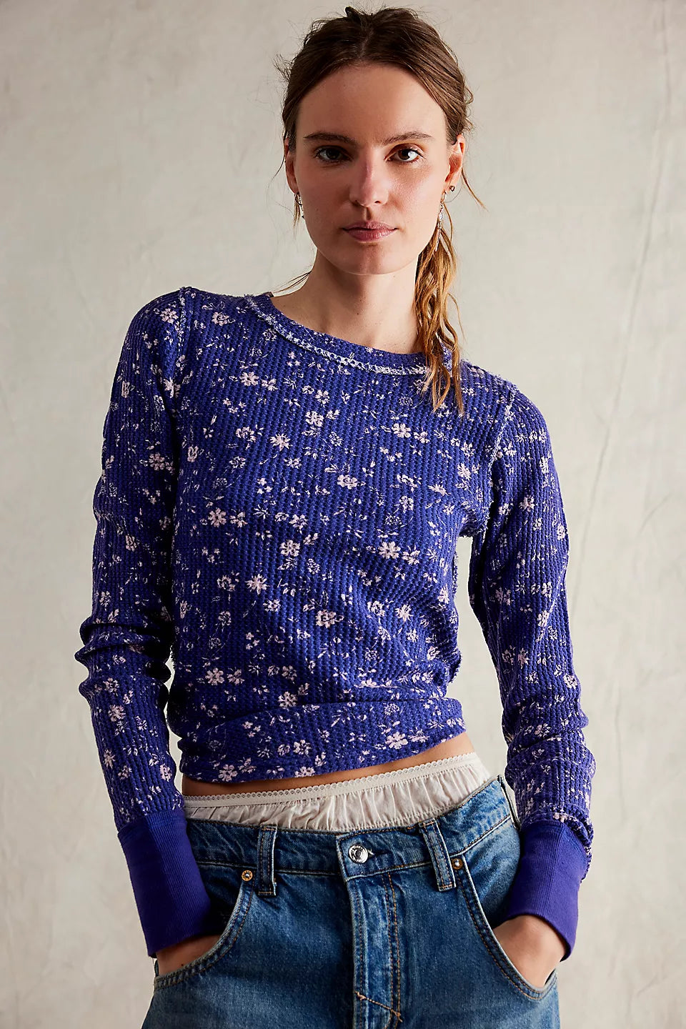 Free People We The Free Pretty Little Thermal NAVY COMBO Sun Diego Boardshop