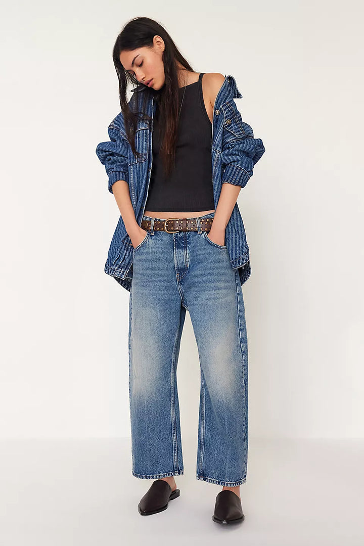 Free People We The Free Deep Trance Dropped Boyfriend Jeans - From Beyond - Sun Diego Boardshop