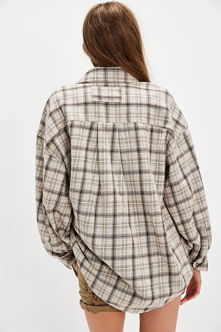 Free People We The Free Ashley Plaid Shirt - Ivory Combo - Krista - Sun Diego Boardshop