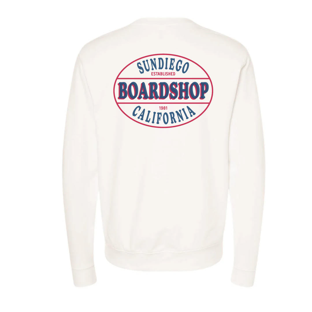 SunDiego SDBSCA Crewneck - BONE/NAVY - Sun Diego Boardshop