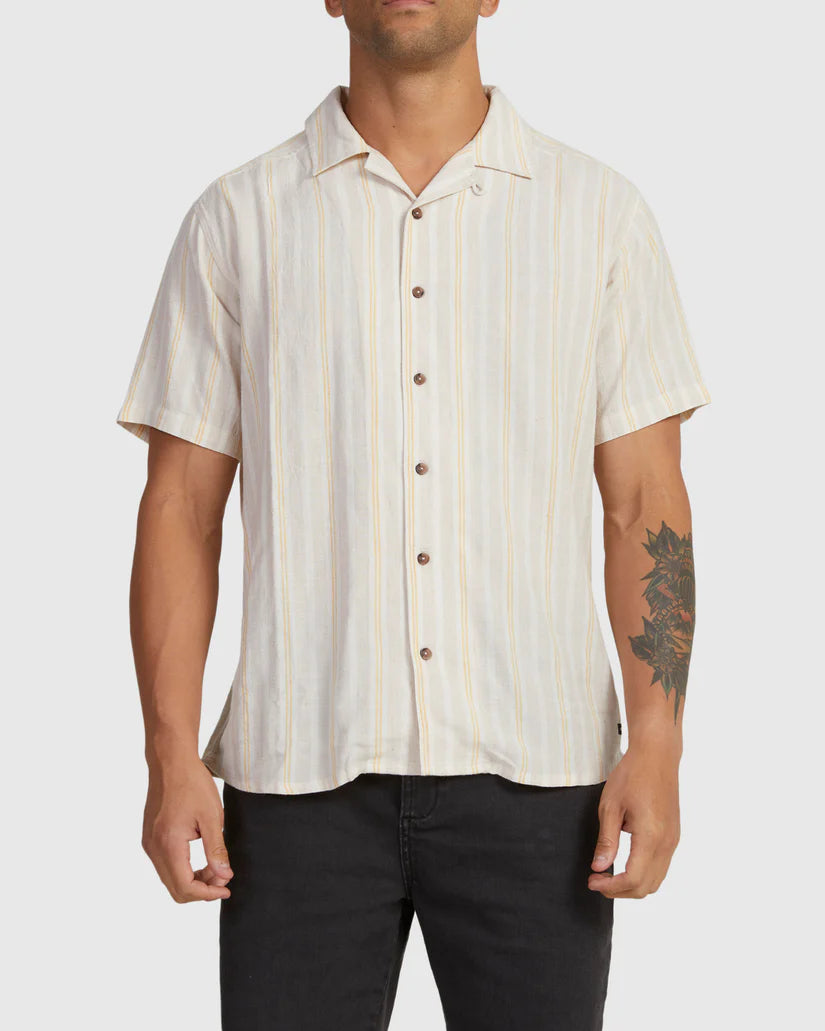 Rvca Beat Stripe Short Sleeve Shirt - Sand - Sun Diego Boardshop