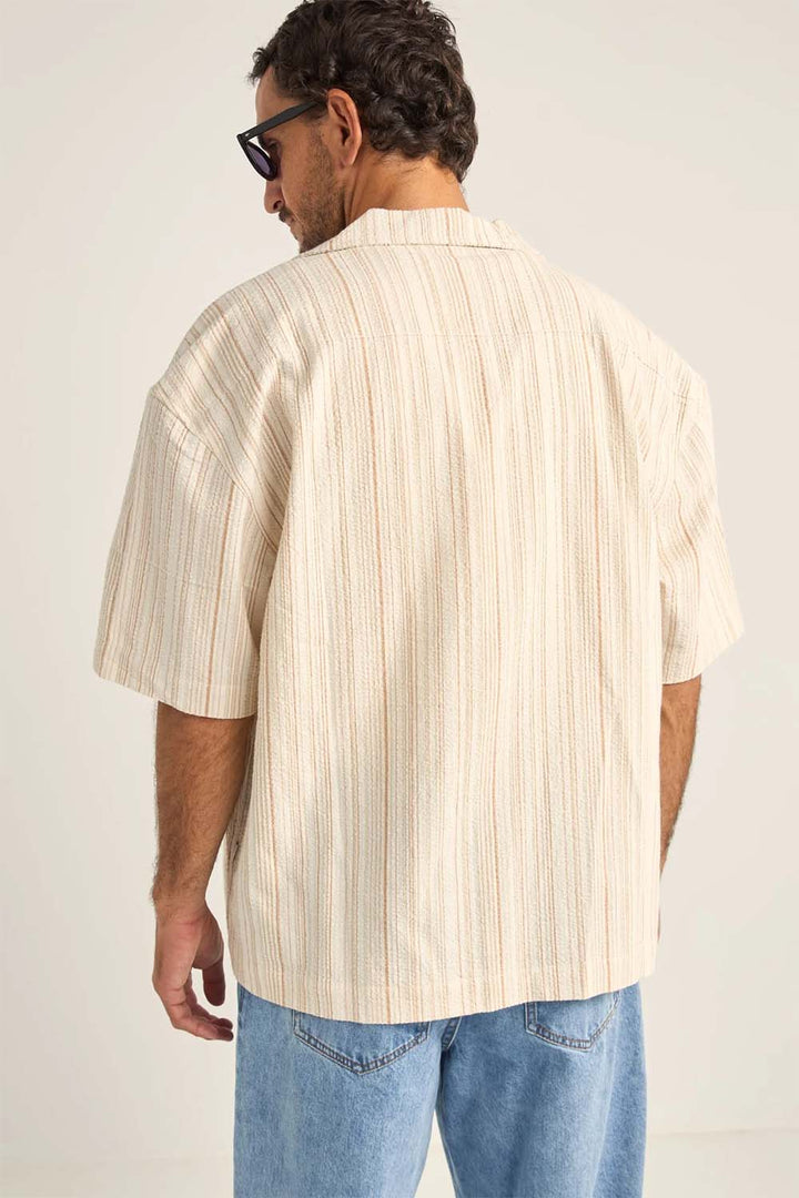 Rhythm Benny Relaxed Stripe Short Sleeve Shirt - Cream - Sun Diego Boardshop