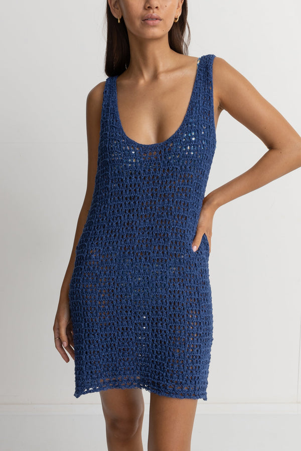Rhythm Maddie Knit Scoop Neck Mini Dress - Blue - Sun Diego Boardshop
