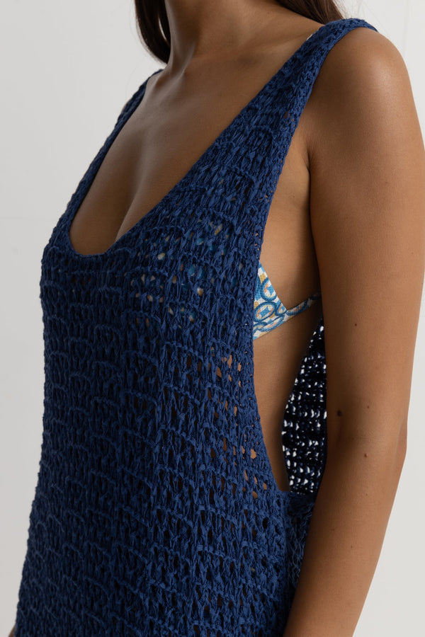 Rhythm Maddie Knit Scoop Neck Mini Dress - Blue - Sun Diego Boardshop