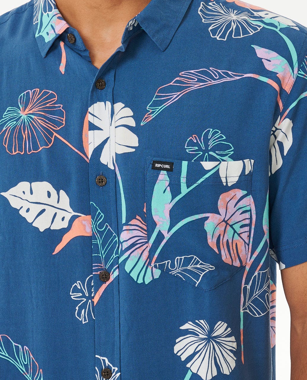 Rip Curl Mod Tropics Short Sleeve Shirt - Washed Navy - Sun Diego Boardshop