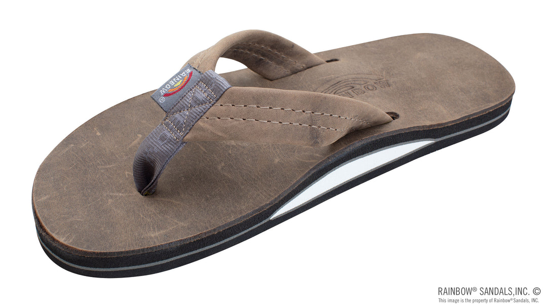 Rainbow Luxury Leather - Single Layer Arch Support - Stone Grey - Sun Diego Boardshop