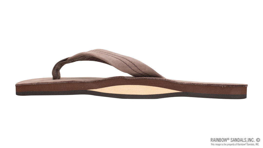 Rainbow Single Layer Premier Leather With Arch Support 1" Strap - Expresso - Sun Diego Boardshop