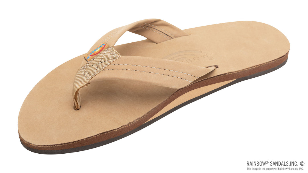 Rainbow Single Layer Premier Leather With Arch Support 1" Strap - Sierra Brown - Sun Diego Boardshop