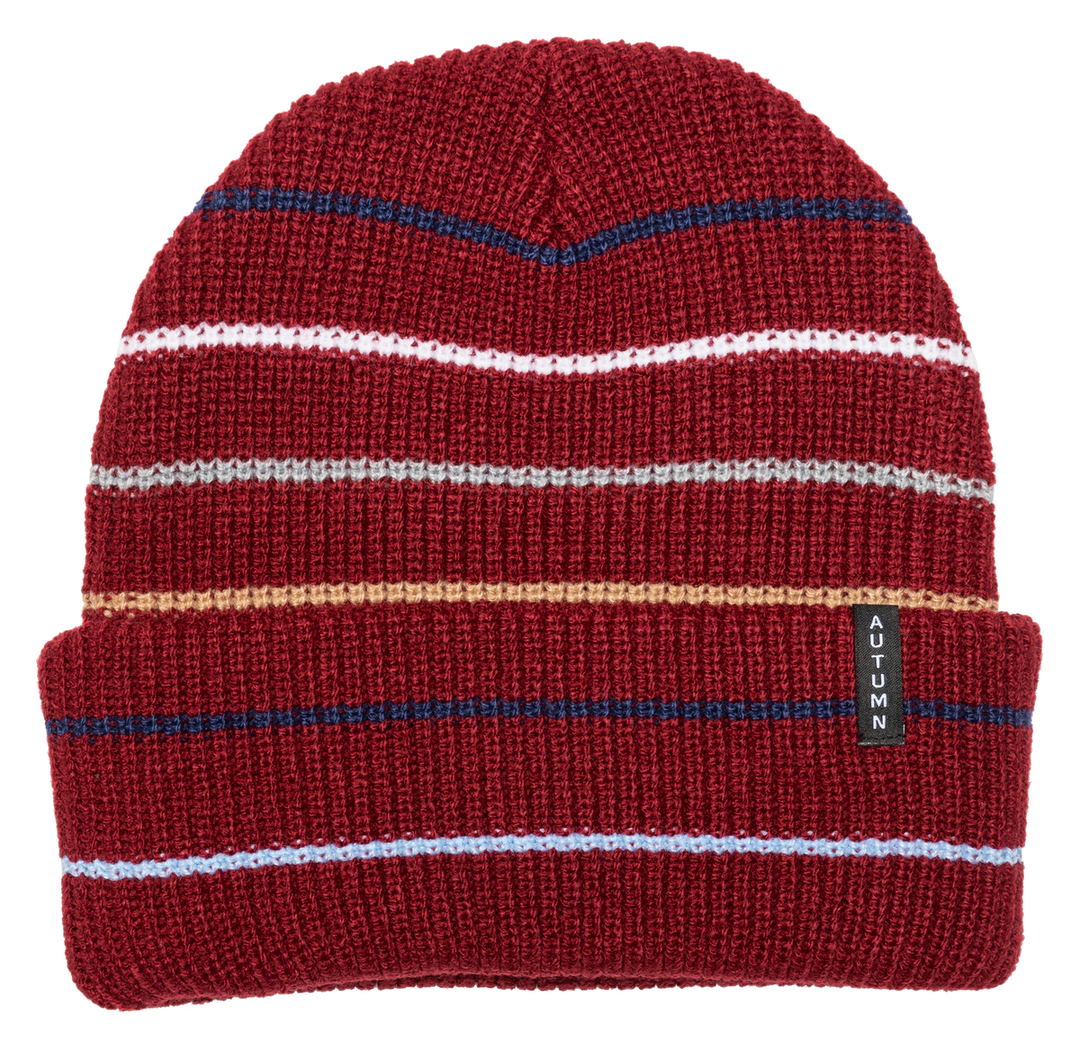 Autumn Multi Stripe Beanie - Burgundy - Sun Diego Boardshop