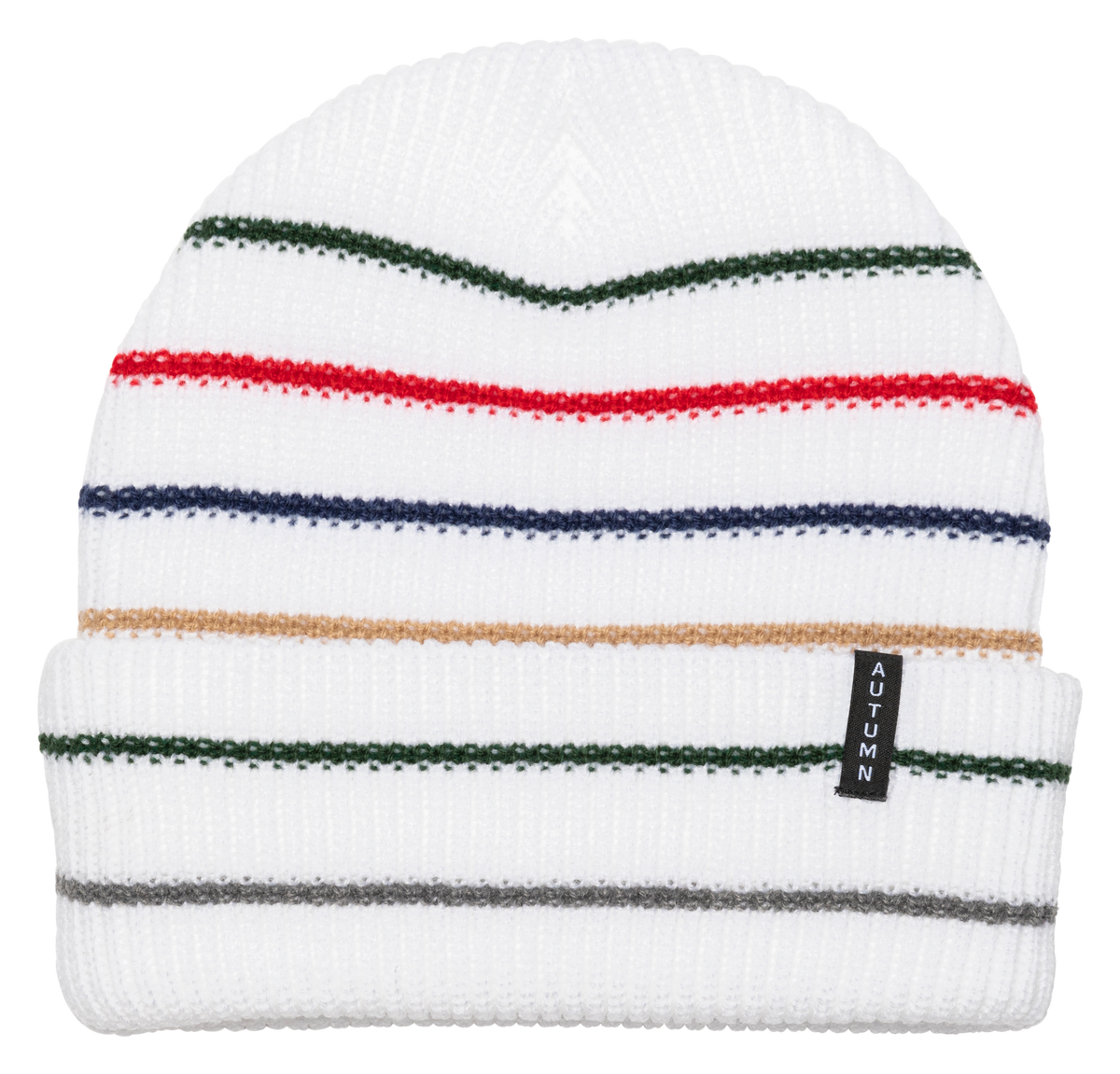 Striped Cuffed Knit Hat - Grey/Red/WhiteBlack