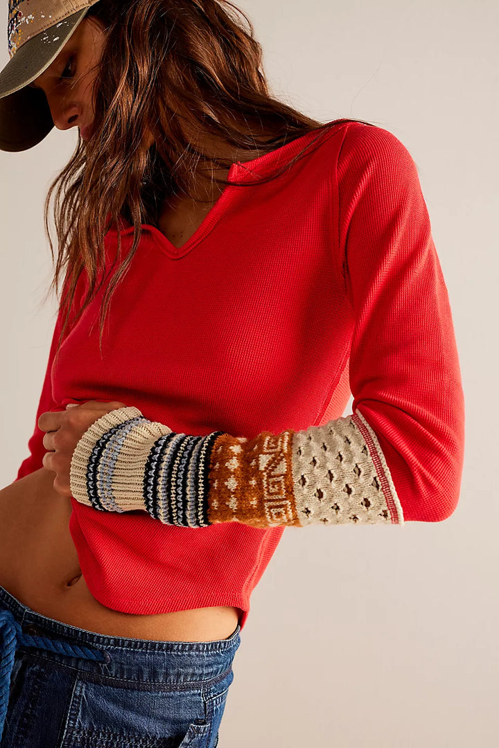 Free People We The Free Cozy Craft Cuff - Red Combo - Sun Diego Boardshop