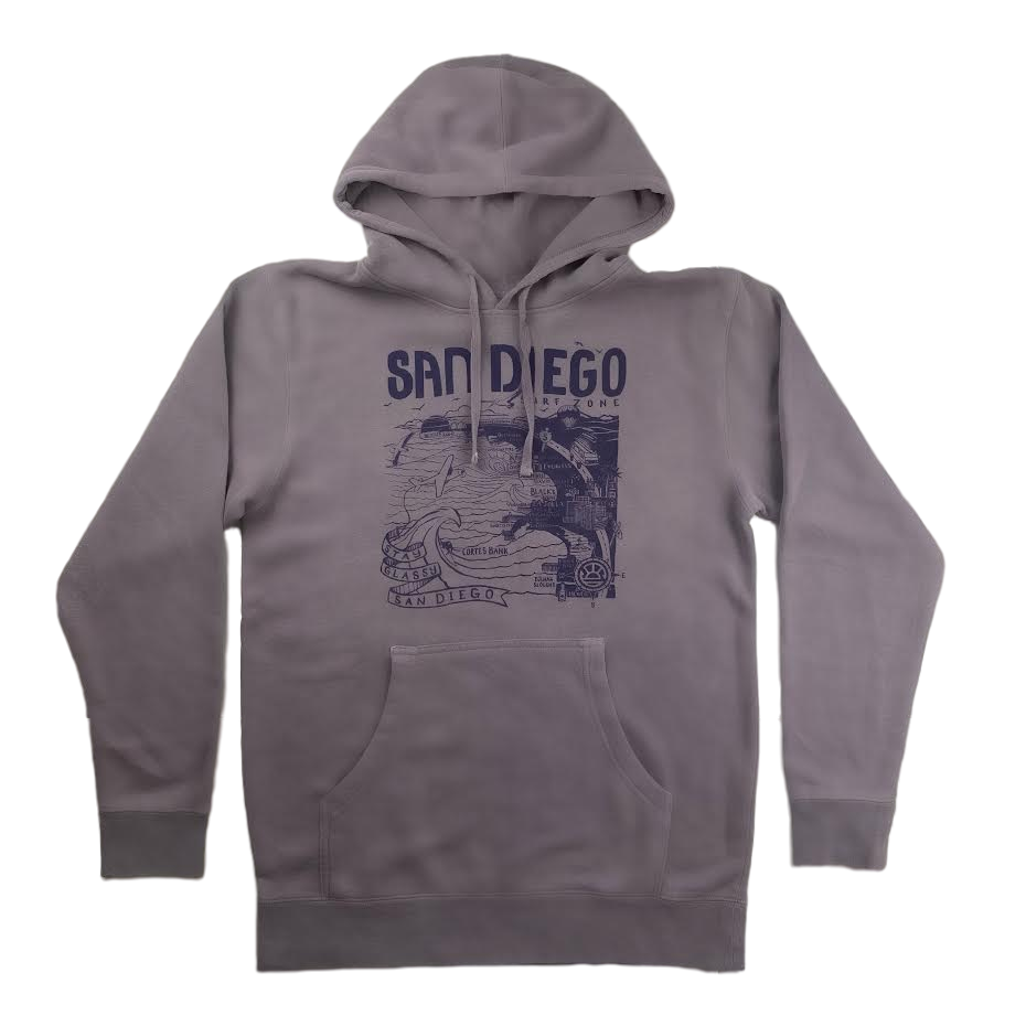 Sun Diego Men's Map Sweatshirt - Pigment Plum - Sun Diego Boardshop