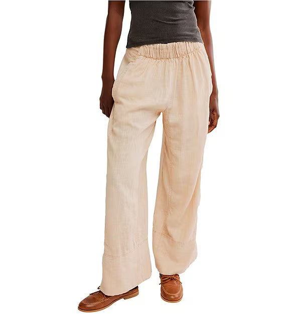 Free People Day's End Cotton-Linen Pull-On Pants - Sand Dollar - Sun Diego Boardshop