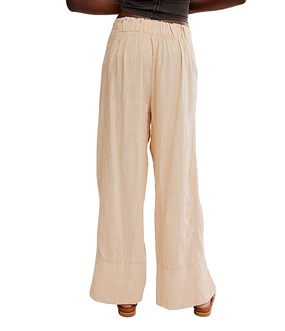 Free People Day's End Cotton-Linen Pull-On Pants - Sand Dollar - Sun Diego Boardshop
