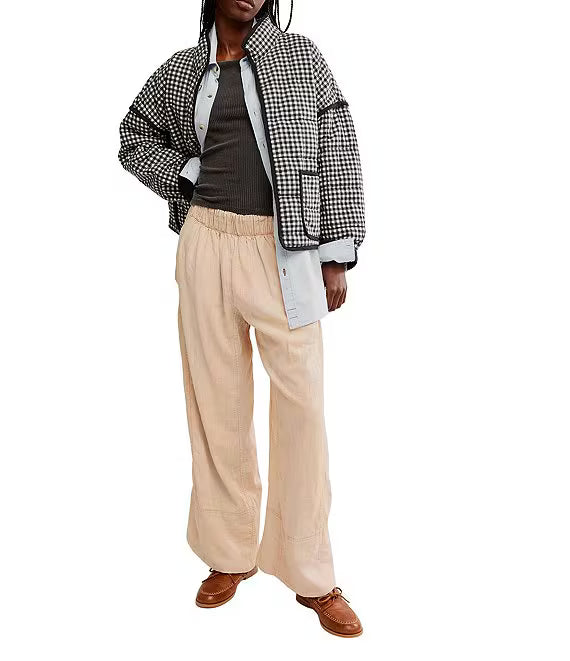 Free People Day's End Cotton-Linen Pull-On Pants - Sand Dollar - Sun Diego Boardshop