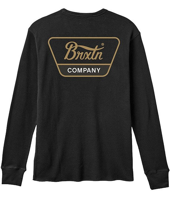 Brixton Linwood Thermal Long Sleeve Shirt - Black/Washed Copper/Washed Black