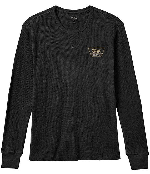Brixton Linwood Thermal Long Sleeve Shirt - Black/Washed Copper/Washed Black