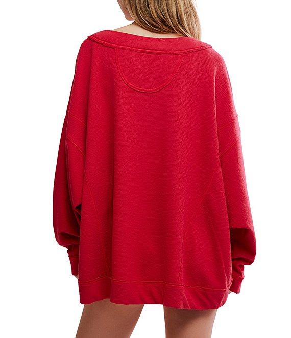 Free People Staycation Long Sleeve Pullover - Deep Cherry
