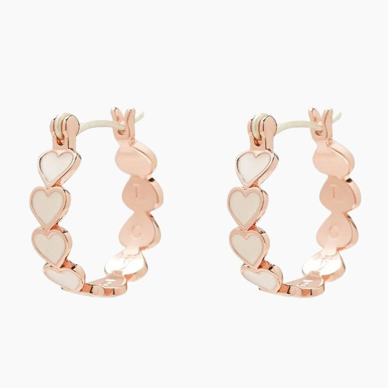 Pura Vida Love Enamel Heart Hoop Earrings - ROSEGOLD - Sun Diego Boardshop