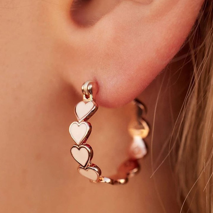 Pura Vida Love Enamel Heart Hoop Earrings - ROSEGOLD - Sun Diego Boardshop