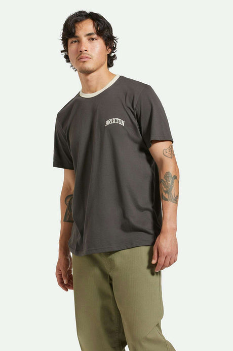 Brixton Varsity Ringer T-Shirt - WASHED BLACK WORN WASH - Sun Diego Boardshop