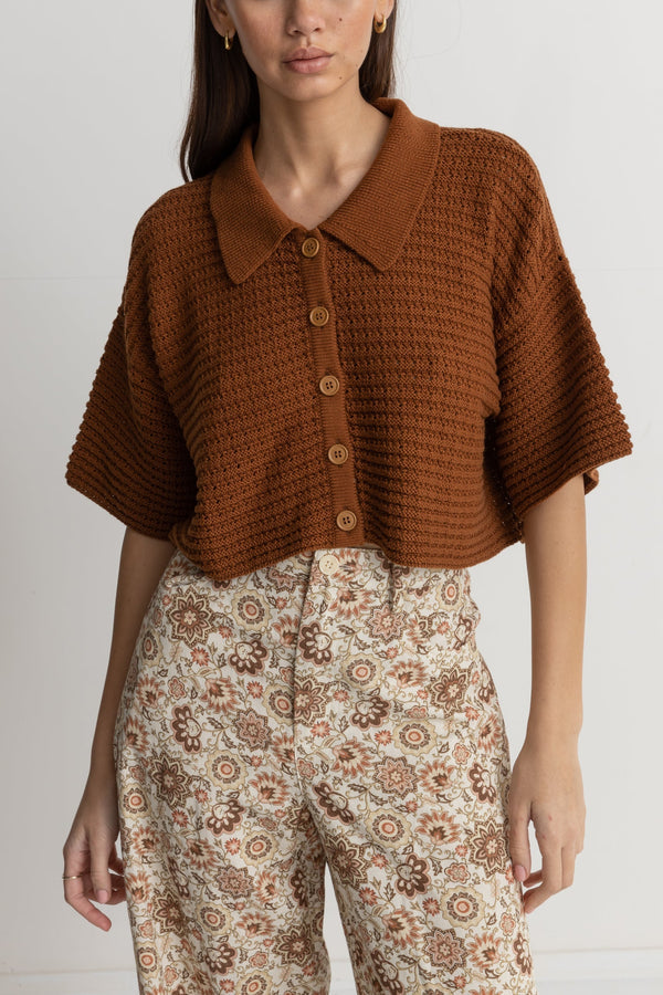 Rhythm Evermore Knit Short Sleeve Shirt - Caramel - Sun Diego Boardshop